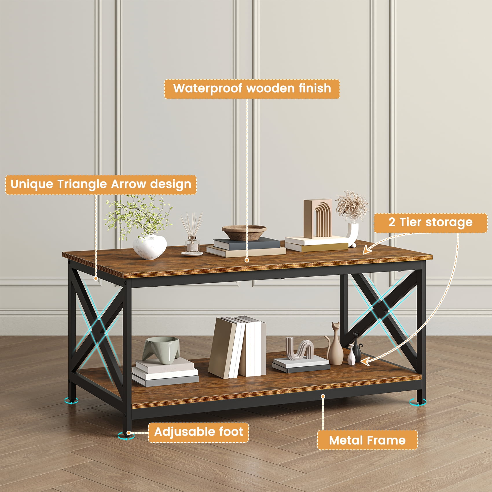 Timagebreze Wood 3-Piece Table Sets Includes 1 and 2 End Tables Home Accent Furniture for Living Room