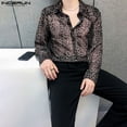 thumbnail image 5 of INCERUN Tops 2024 estilo coreano moda nueva perspectiva para hombres camisas con estampado de leopardo ropa de club informal blusa de manga larga para hombre S-5XL, 5 of 5