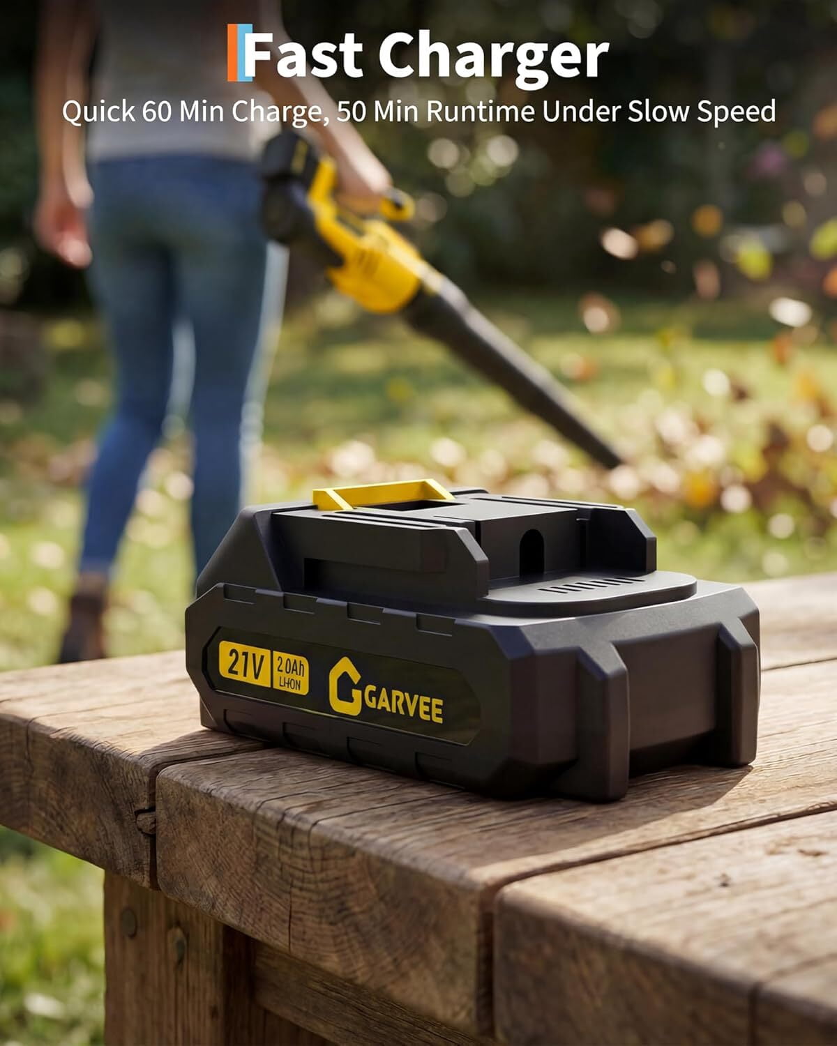 Garvee Battery Power Leaf Blower 550 CFM/130 MPH, 20V Portable Hand Blower with 6-Variable Speed for Lawn, Driveway, Sidewalk, Yellow & Black