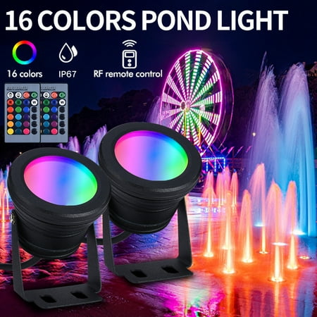 

DYstyle RGB LED Underwater Flood Light Submersible LED Dimmable Spotlight with 16 Color Changing Remote Control