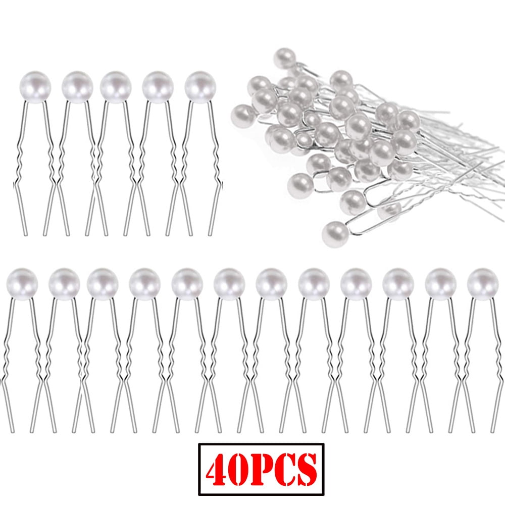 Dicasser 40/80PCS Pearl Hair Pins Wedding Bridal Flower Pins for Brides