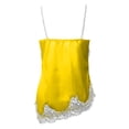 thumbnail image 5 of Alun Summer Spaghetti Strap Tank Tops for Women Elegant Satin Lace Trim V-Neck Sleeveless Cami Pure Color Backless Slim Fit Asymmetrical Hem Going out Camisole Yellow XL, 5 of 5