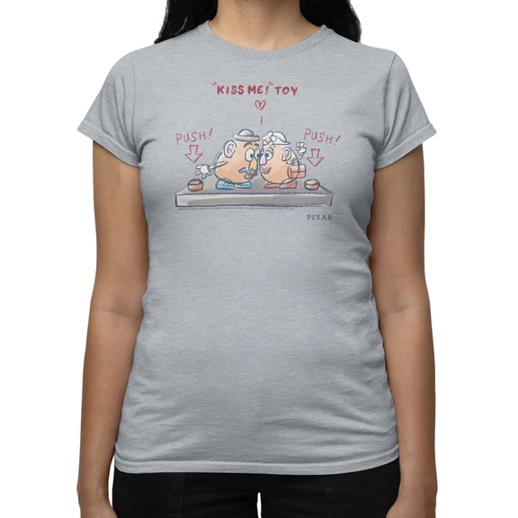 Disney Pixar Toy Story Kiss Me Toy Mr Mrs Potato Women's T-Shirt (Sport Grey, S-XXL)