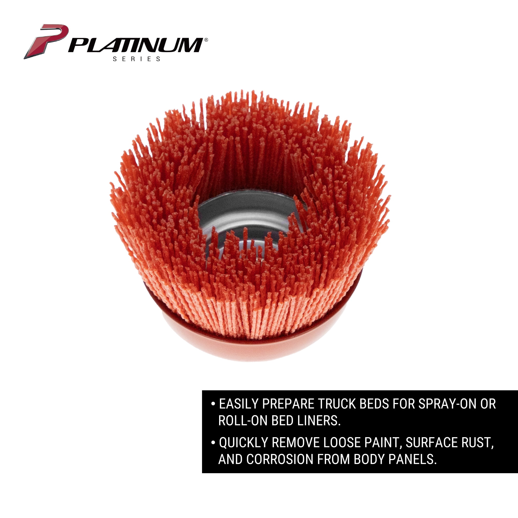 Platinum Series 4" Nylon Bristle Cup Brush for Surface Prepping Truck Bed Liner Coatings