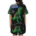 thumbnail image 3 of Rocae Space Dino Cartoon Black for Two Piece Sleepwear Pajamas Sets for Women Soft Short-Sleeved Pjs with Lounge Shorts 4X-Large, 3 of 9