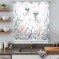 thumbnail image 5 of Coastal Jellyfish Sheer Curtains 45 Inches Long, Ocean Nautical Starfish Coral Seaweed Light Filering Curtains, Breathable Simi Curtain Privacy Drapes for Kitchen Bathroom Small Window Treatment, 5 of 9