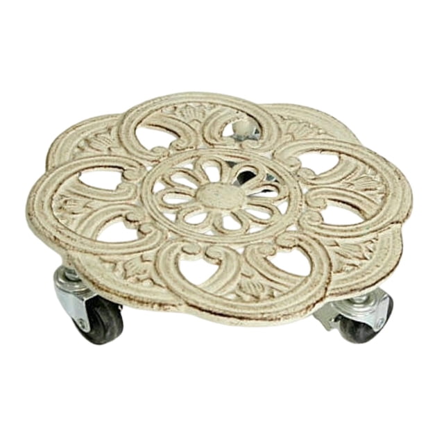 Dickly Support Roulant pour Plantes Terrasse Jardin Salon Patio Intérieur Extérieur avec Roues Blanc