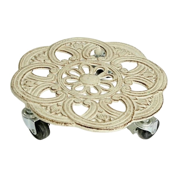 Soporte rodante para plantas, ideal para terraza, jardín, sala de estar, patio, interior y exterior, con ruedas. Blanco