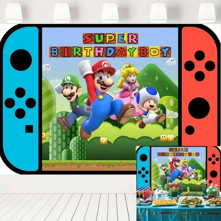 Image of Super Mario Party Backdrop - 7x5 ft Background for Video Game Mario Bros Theme Party