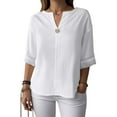 thumbnail image 2 of Gibobby Women's Button Up Shirts Short Sleeve Dress Shirts Basic Business Collared Work Blouses Summer Tops(White,5XL), 2 of 6