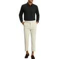 thumbnail image 2 of INSPIRE CHIC Men's Pleated Front Slim Fit Solid Business Cropped Dress Pants 38 Beige, 2 of 5