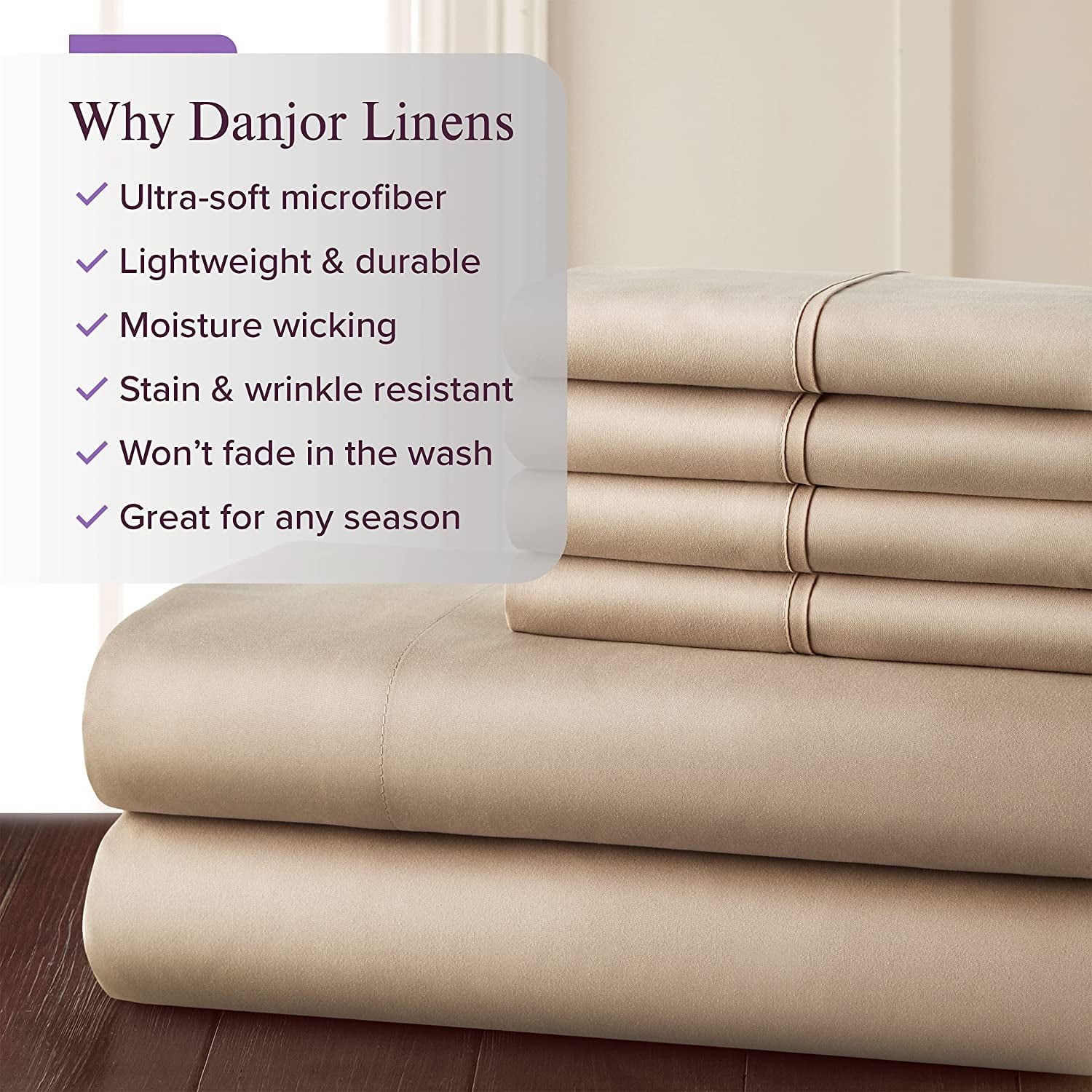 Danjor Linens Bed Sheets Set, HOTEL LUXURY 1800 Series Platinum  CollectionBeddingSetQueenWhiteY0728 - Bed Sheets & Pillowcases