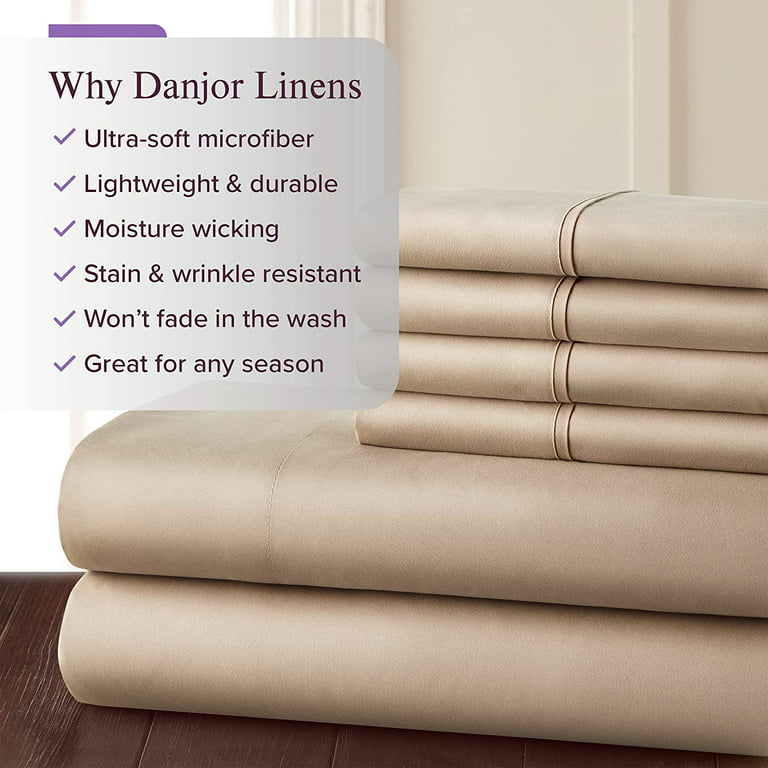 Danjor Linens Queen Size Bed Sheets Set - 1800 Series 6 Piece Bedding Tan
