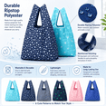 thumbnail image 3 of Foldable Reusable Shopping Tote Bags, Heavy-Duty, Washable, Fits in Pocket, Lightweight, 6 Pcs, 3 of 6