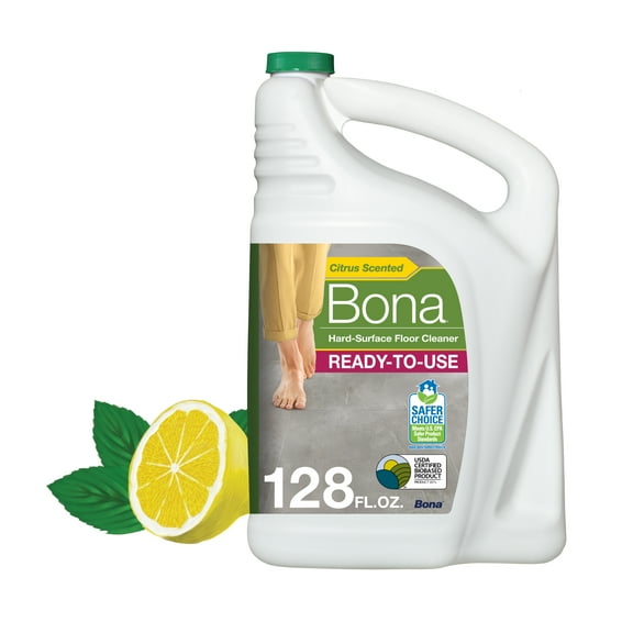 Bona® Multi-Surface Floor Cleaner, for Stone Tile Laminate and Vinyl LVT/LVP with Lemon Mint Scent Refill 128 Fl Oz