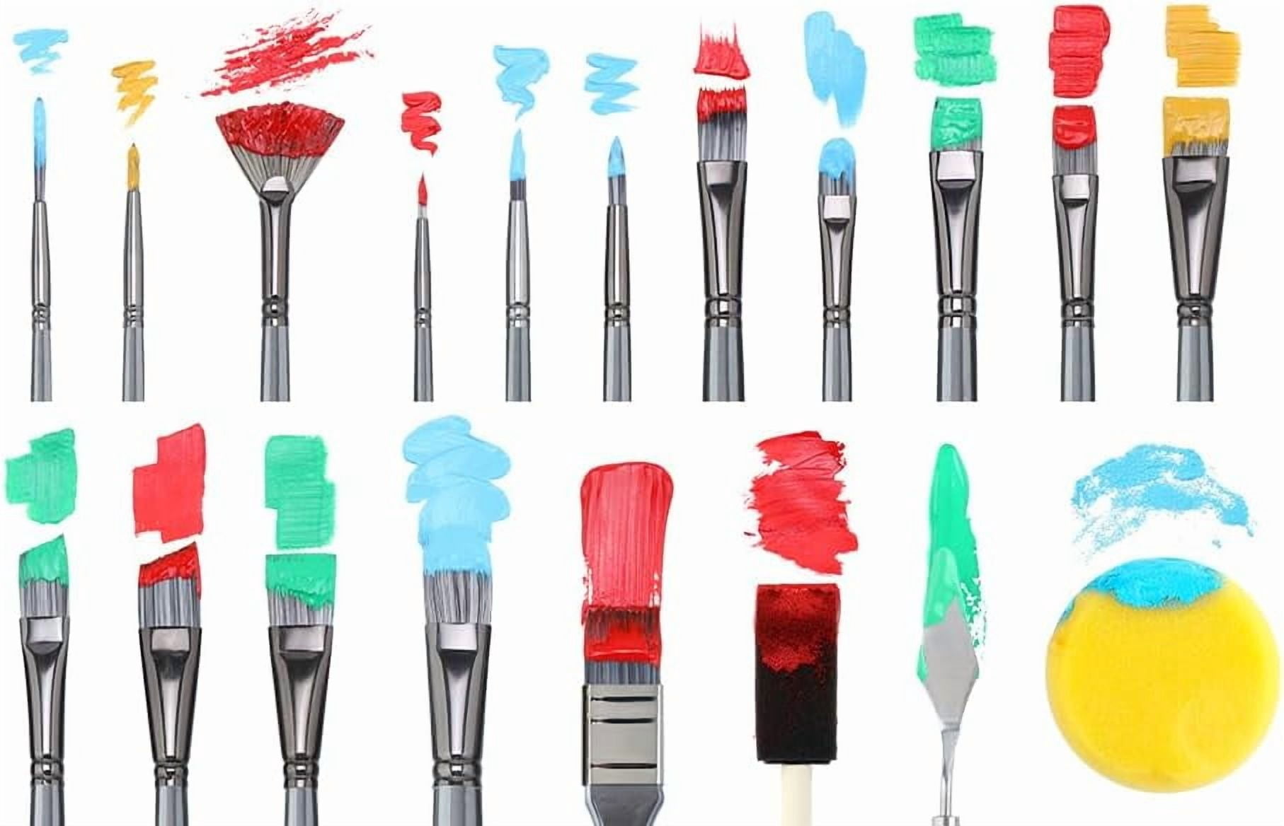 JJEAN-Transon Art Paint Brush Kit 16 Paint Brushes with Foam Brush Sponge Spatula and Art Case for Oil, Acrylic, Watercolor, Gouache, Painting Black Color