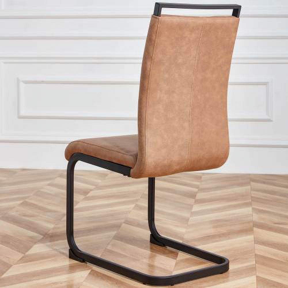BSHTI Modern Dining Chairs,Leathaire Fabric High Back Upholstered Side Chair with C-shaped Tube Black Metal Legs for Dining Room Kitchen Vanity Patio Club Guest Office chair (Set of 4)