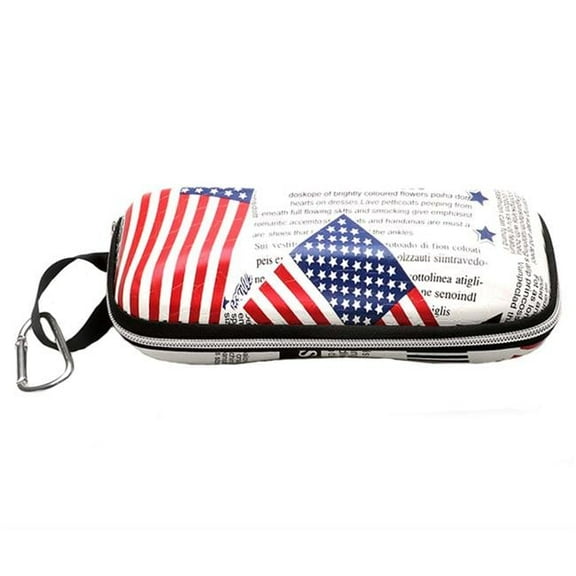Panda Superstore 6.5 x 2.7 x 2 in. Hard Shell Portable Zipper Glasses Protective Case Box with Hang Buckle, Multi Color