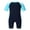 Navy Blue&Sky Blue, variant on Aislor Kids Boys Girls One Piece Short Sleeve Zippered Wetsuit UV Sun Protection Rash Guard Swimwear A Blue&Black 12