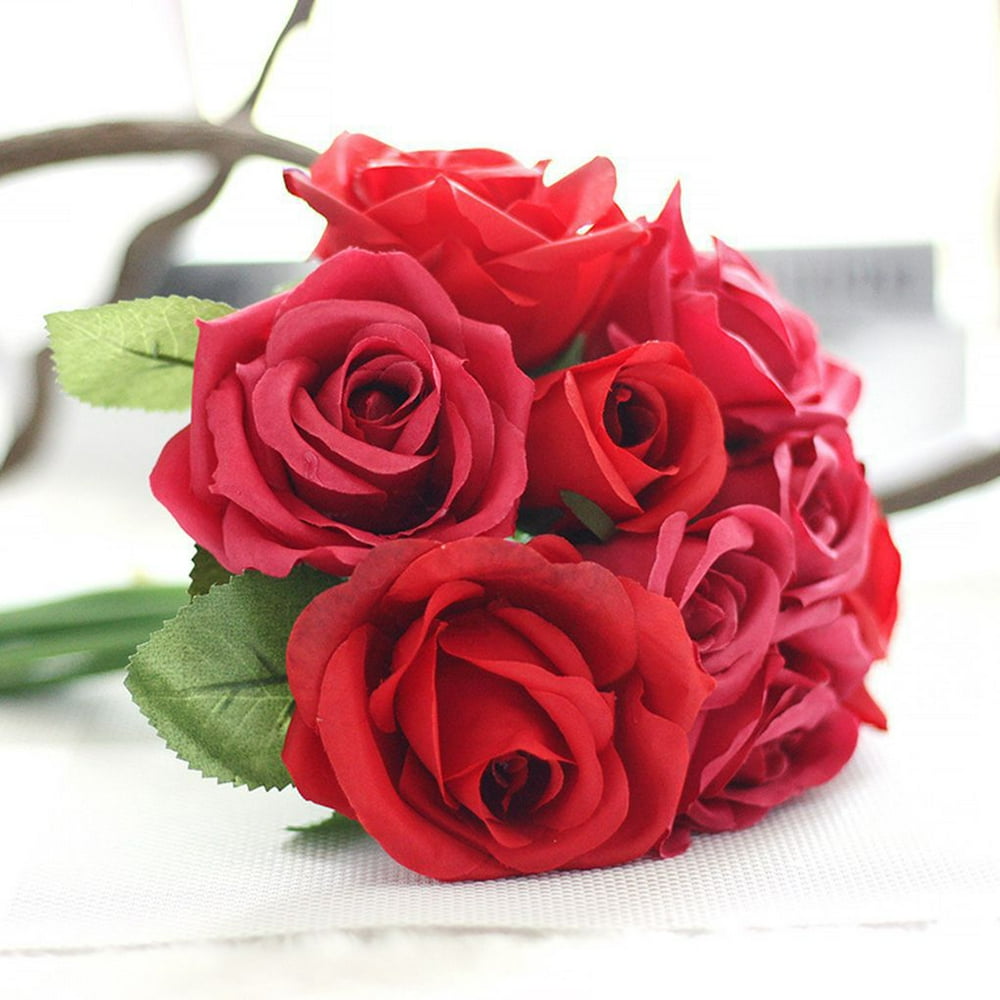 Artificial Rose Bunch Silk Artificial Flowers Real Touch For Wedding 