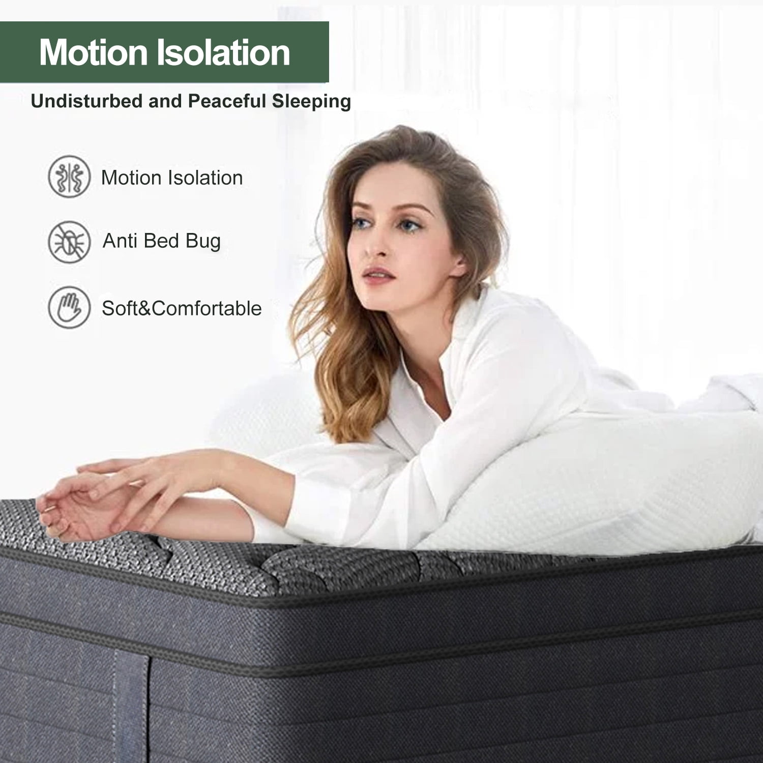 CTQC 12 Twin Mattress Cooling Gel Memory Foam Hybrid Mattress Medium-Firm Breathable Pressure Relief All Black CertiPUR-US Certified Mattress with individually Pocket Springs for Kids and Adults