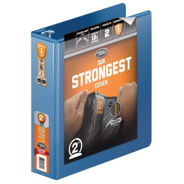 Wilson Jones Heavy Duty Round Ring View Binder with Extra Durable Hinge, 2  Inch, Customizable, PC Blue (W363-44-7462) - Walmart.com