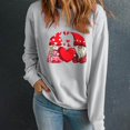 thumbnail image 2 of ibuvkizy Sweatshirt for Women Valentine's Day Round Neck Lover's Love Print Sweatshirt Long Sleeved Pullover Top/shirt Gray,XS, 2 of 7