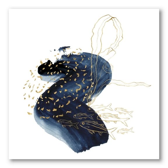 Designart ' Underwater Marine Life Classic Blue Square ' Farmhouse Canvas Wall Art Print