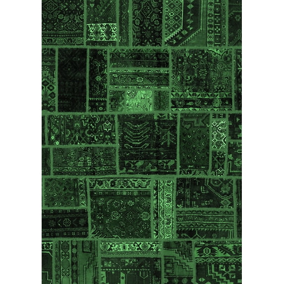 Ahgly Company Indoor Rectangle Oriental Emerald Green Modern Area Rugs, 6' x 9'