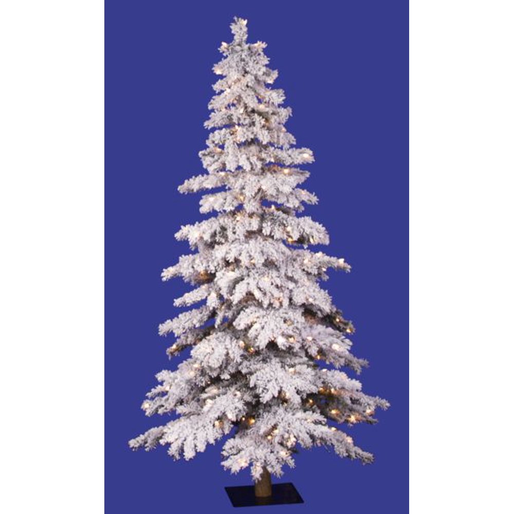 6' PreLit Flocked Spruce Alpine Christmas Tree Clear Lights