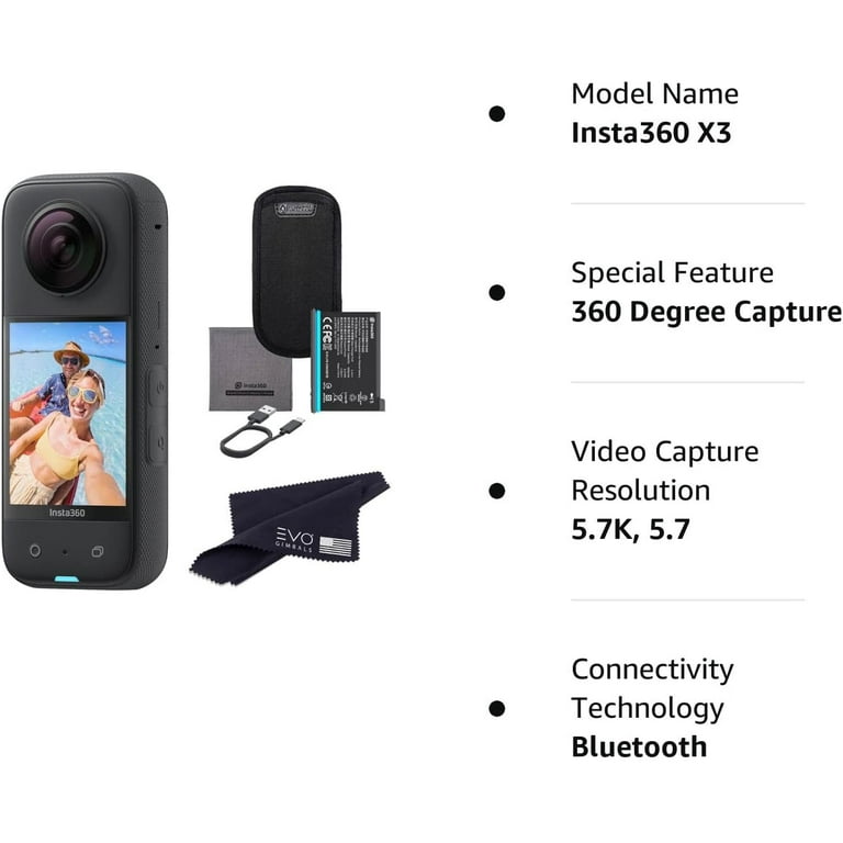 Insta360 X3-ALT2 360 Degree Waterproof Action Camera, 5.7K