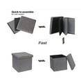 thumbnail image 6 of TIFOR 11.8" Collapsible Srorage Ottoman Cube - Linen Small Ottomans Storage Footrest, Folding Toys Chest for Kids, Gray, 6 of 7