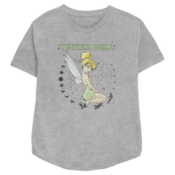 Women's Peter Pan Distressed Moon Phases  Graphic Tee Athletic Heather X Small