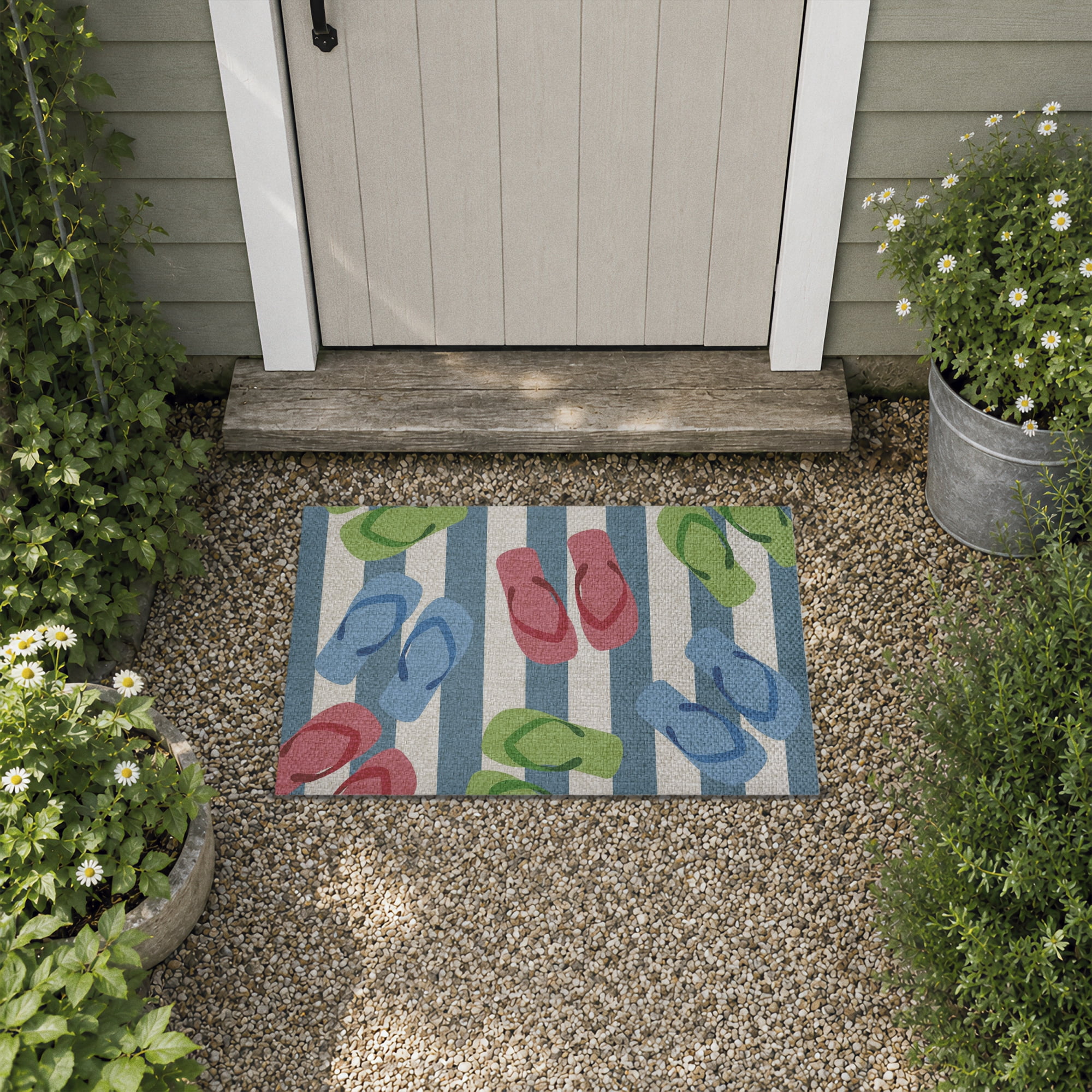 Stupell Industries Striped Flip Flop Design Floor Mat