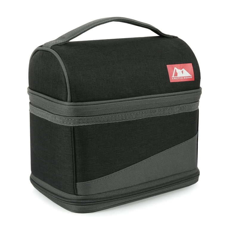 Arctic Zone Expandable Lunch Box with Ice Pack, Black/Gray