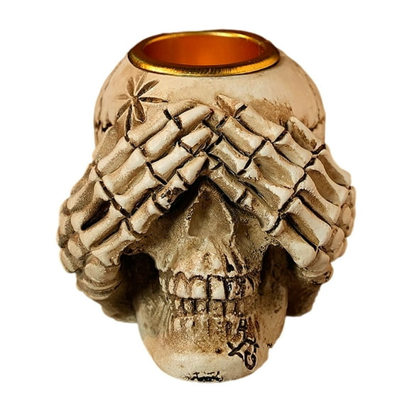 TIELUTT Skeleton Candlestick 3 Piece Set Halloween Skeleton Sculpture Decorative Resin Christmas Ornament Exchange Oversized Christmas Bulbs Christmas Ornament Keepsake E Ornament Snowflake Ornament