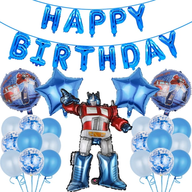 Juego de globos de juguete con forma de dibujos animados, Transformers Optimus PrimePrime bumblebee, temática de fiesta de cumpleaños(1-Set balloon Set-4 Balloon set