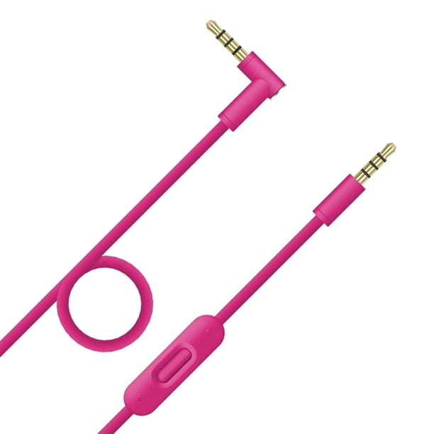 Cable auxiliar de repuesto para auriculares, control de volumen, cable profesional, reemplaza Rosado