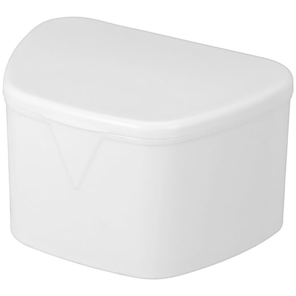 Estuche portátil para dentaduras postizas, con tapa abatible y cierre a presión, para guardar protectores bucales y retenedores dentales de ortodoncia (blanco)