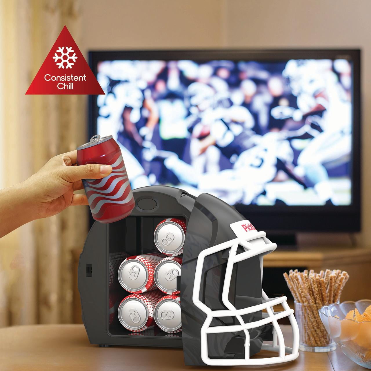 Ionchill PickSix Game Cooler, New Standard Door Portable Football Helmet Mini Fridge Beverage Cooler, 13.75in