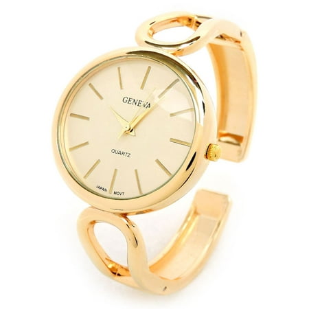 - New Geneva Gold Metal Loop Style Band Oval Face Women's Bangle Cuff Watch