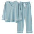 thumbnail image 1 of REDHOTYPE Nouveaux Pyjamas en Coton Doux pour Femmes 2 Pcs Grande Taille 3TG Simple Manches Longues Décontracté, 1 of 2