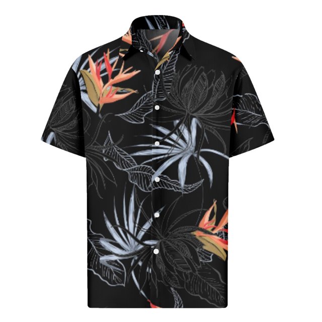 Men's Hawaiian Printed Button Short Sleeve Shirts Men's Casual Fashion Short Sleeve Shirts M