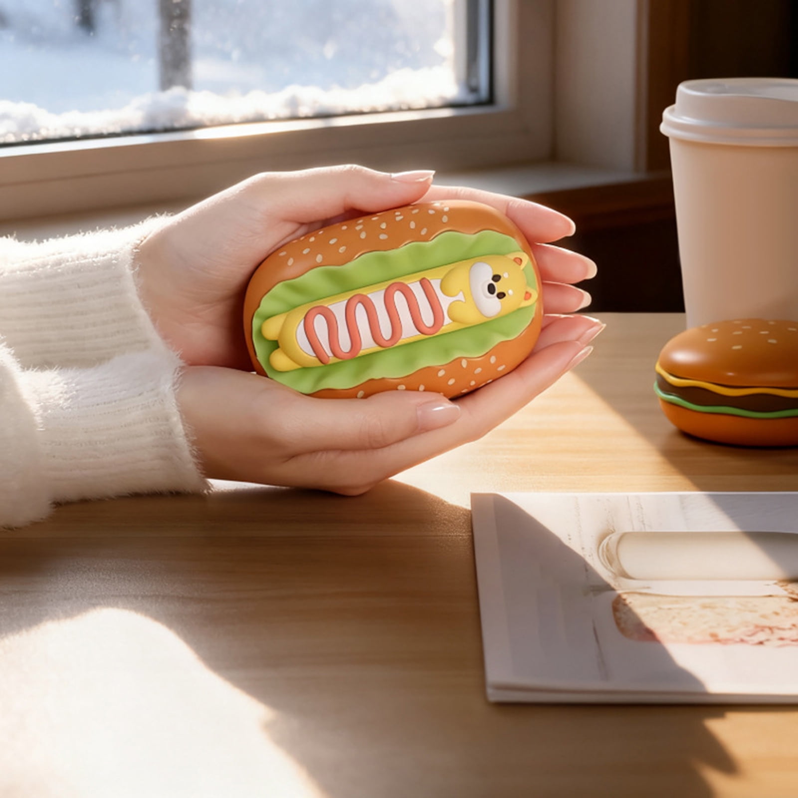 ZMKIAG Hot Dog Shaped Hand Warmer - Cute Rapid Heating Portable Heater with Rechargeable Battery, Fun Design for Winter Commuting, 𝗦𝗰𝗵𝗼𝗼𝗹 and Outdoor Activities