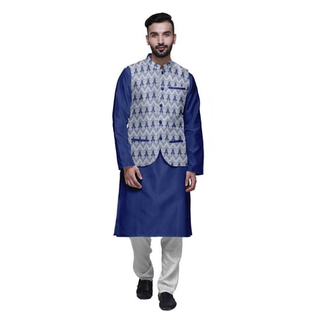 

Atasi Indian Traditional Kurta Churidar Pajama Set With Nehru Jacket For Men