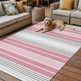 thumbnail image 2 of Fsddascl Pink Gray Stripes Outdoor Rug for Patio/Deck/Porch, Non-Slip Large Area Rug 5 x 8 Ft, Chic Modern Abstract Vertical Lines Indoor Outdoor Rugs Washable Area Rugs, Camping Rug Carpet, 2 of 5