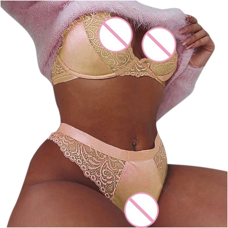 Womens Lingerie Set See-through Open Nipples Bra Top Hollow Out Panties  Babydoll 