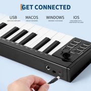 MIDI Keyboard 37 Key Gift Set, USB MIDI Controller, ABS Keyboard with DAW Integration, 8 Drum Pads, 8 Knobs & OLED Display