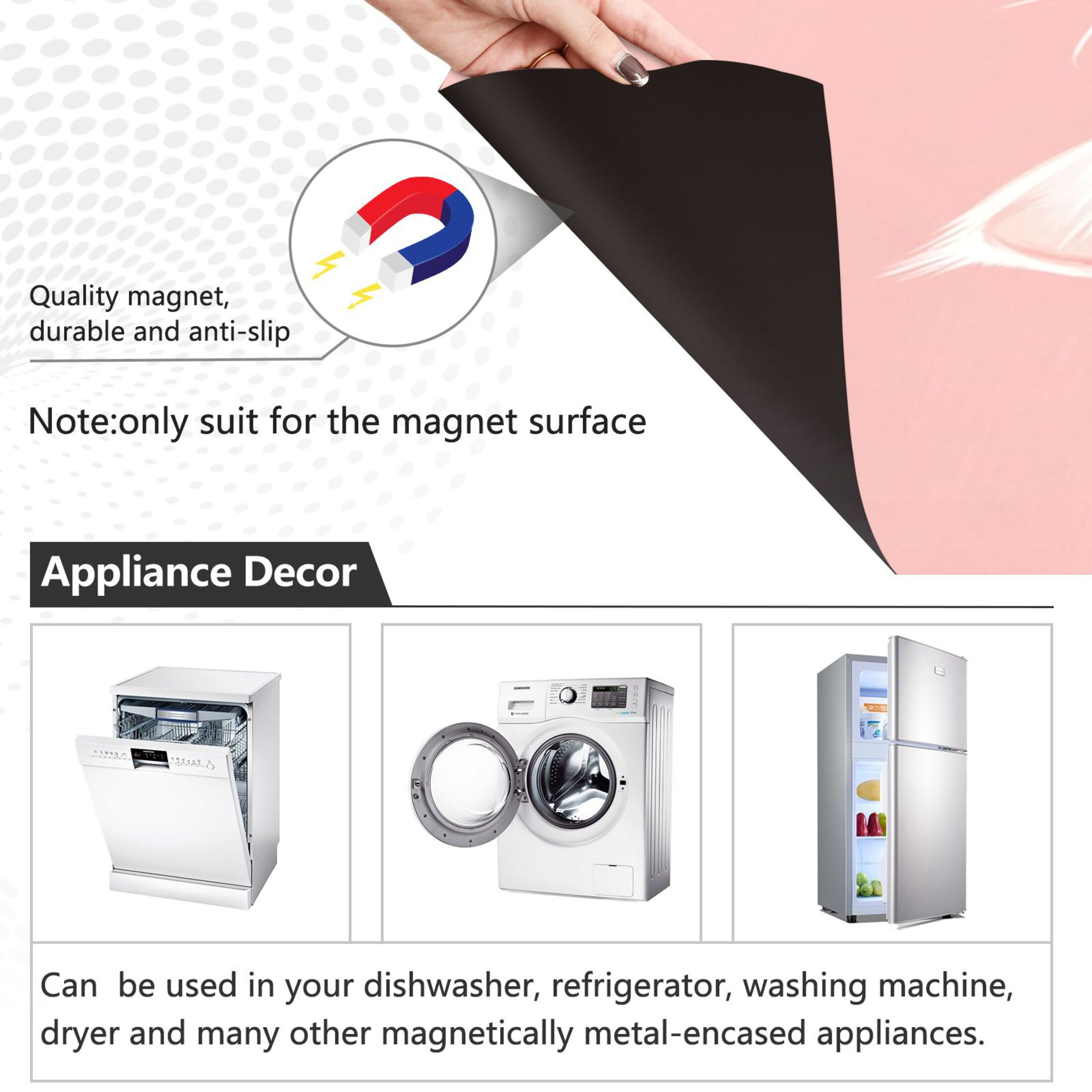 Dishwasher Magnetic Sticker 23x26 Inch Refrigerator Magnetic Sticker Washing Machine Magnetic Sticker Kitchen Panel Magnetic Sticker Home Decor Cute White Cat