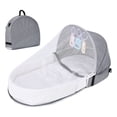 thumbnail image 1 of Cuna de viaje para bebé con mosquitera y toldo Cuna portátil Bolso cambiador Cuna plegable con mosquitera Cuna nido acogedora, 1 of 8